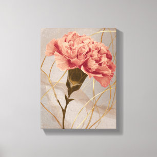Blush Pink Carnation Floral Gold Canvas Print