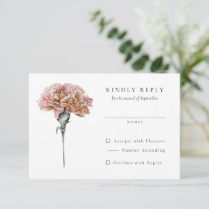 Blush Pink Carnation Wedding RSVP Reply Card