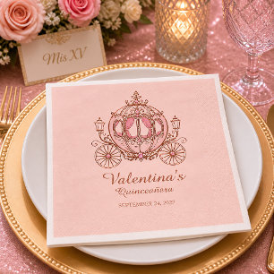Blush Pink Carriage Princess Quinceañera Napkin