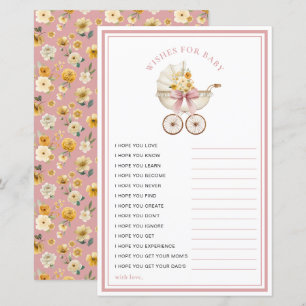 Blush Pink Carriage Wishes for Baby Card