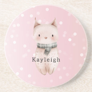 Blush Pink Cat Confetti Dots Coaster