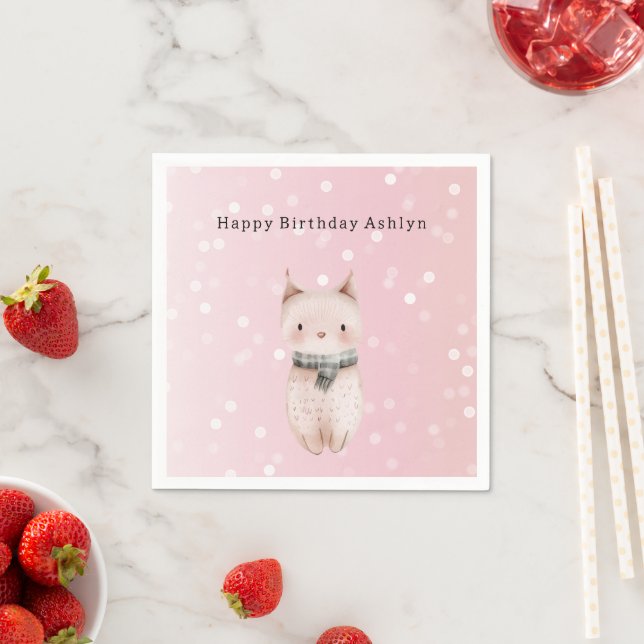 Blush Pink Cat Confetti Dots   Napkin (Insitu)