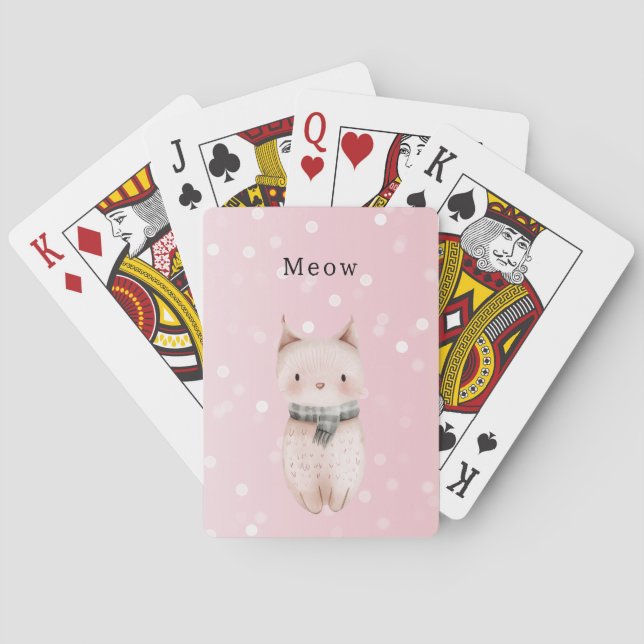 Blush Pink Cat Confetti Dots   Playing Cards (Back)