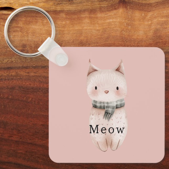 Blush Pink Cats Keychain (Front)