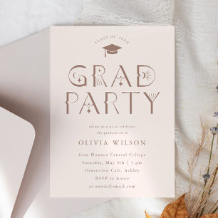 Blush Pink Celestial Typography Grad Party  Invitation