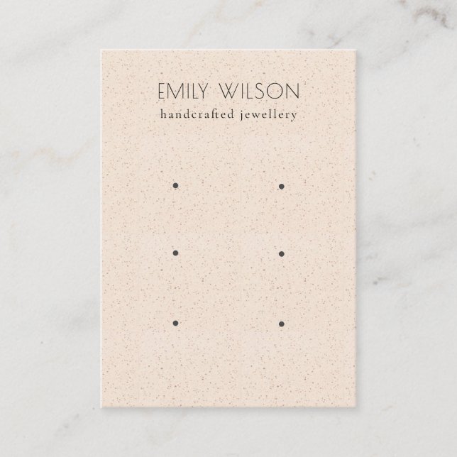 Blush Pink Ceramic Texture 3 Earring Display Business Card (Front)