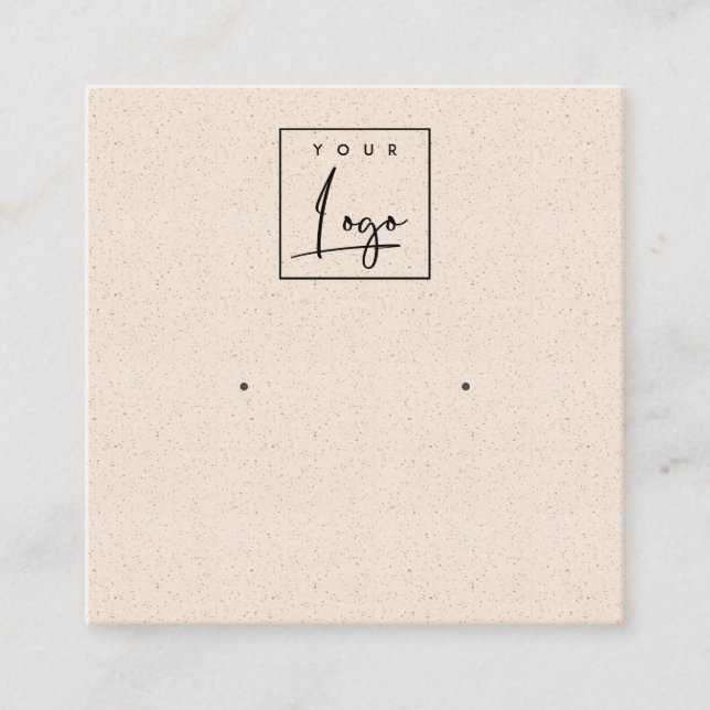 Blush Pink Ceramic Texture Stud Earring Display Square Business Card (Front)