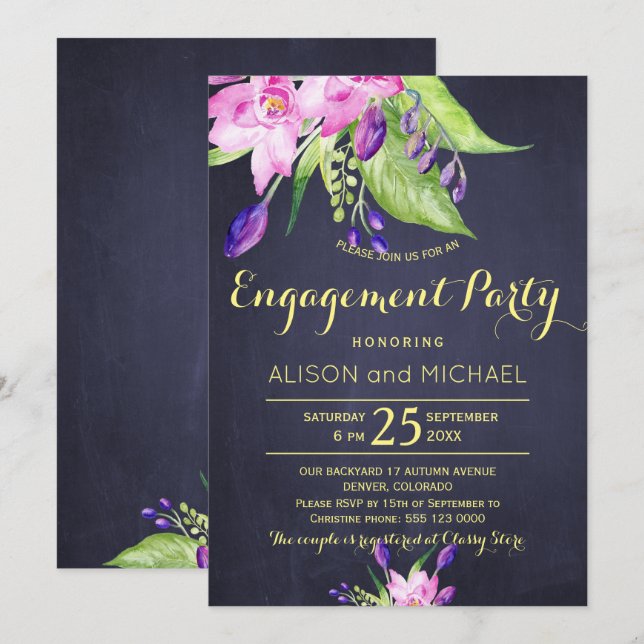 Blush pink chalkboard engagement i do bbq party invitation (Front/Back)