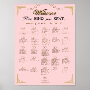 Blush Pink Champagne Gold Wedding Seating Chart