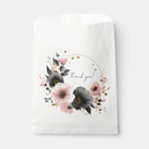 Blush Pink & Charcoal Floral Thank You Favour Bags