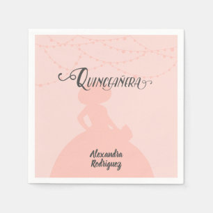 Blush Pink Charro Silhouette Quinceanera Napkin