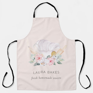 Blush Pink Chef Hat Catering Floral Roller Whisk Apron