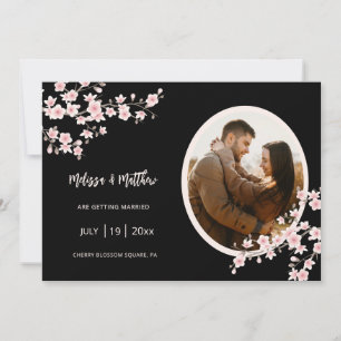 Blush Pink Cherry Blossom Black Wedding Save The Date