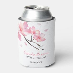 Blush Pink Cherry Blossom Sakura Birthday Can Cooler