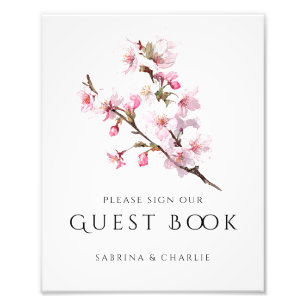 Blush Pink Cherry Blossom Wedding Guest Book Sign