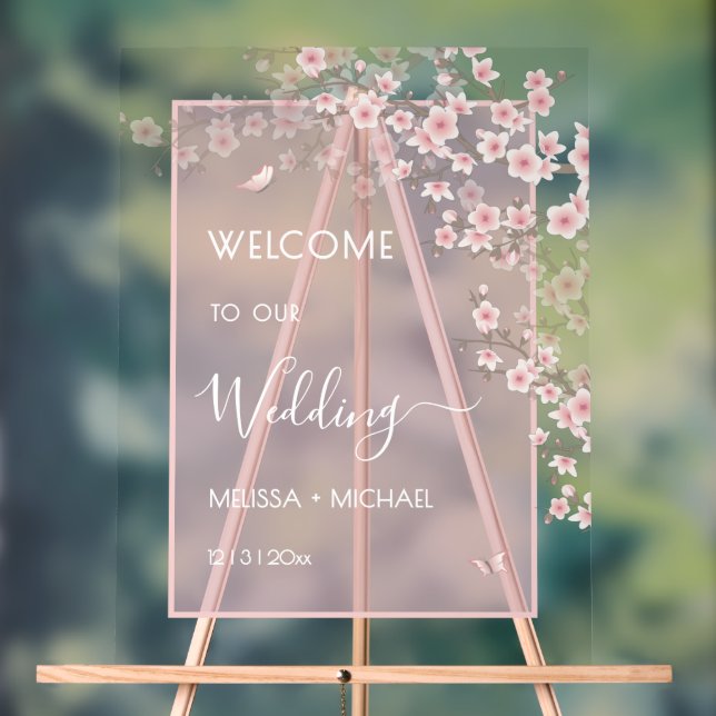 Blush Pink Cherry Blossom Wedding Transparent (Neutre)