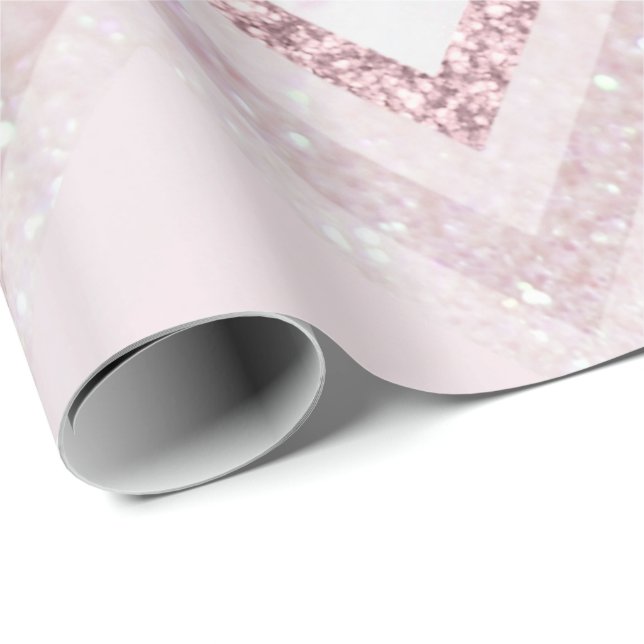 blush pink chevron rose gold glitter wrapping paper (Roll Corner)