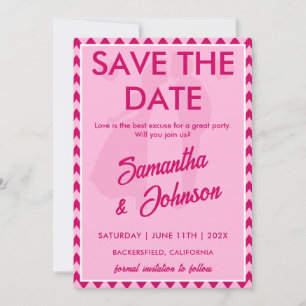 Blush Pink Chevron Stripe Save The Date Card