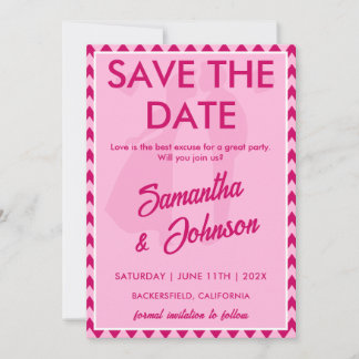 Blush Pink Chevron Stripe Save The Date Card