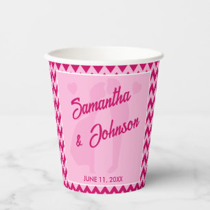 Blush Pink Chevron Stripe Wedding Paper Cups