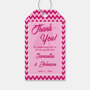Blush Pink Chevron Stripe Wedding Thank You Gift Tags