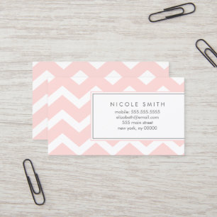 Blush Pink Chevrons Pattern Business Card
