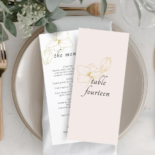 Blush Pink   Chic Floral Wedding Flat Menu