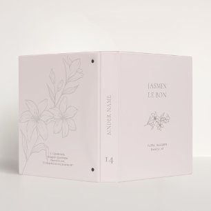Blush Pink Chic Minimalist Floral Binder