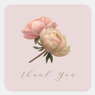 Blush Pink   Chic Rose Wedding Thank you Square Sticker