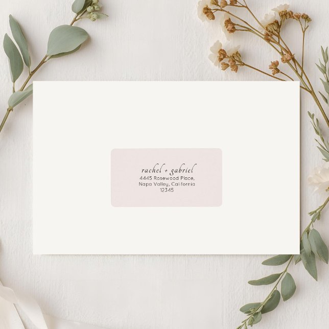 Blush Pink | Chic Simple Clean Wedding Address  Label (Creator Uploaded)