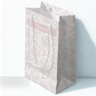 Blush Pink Chinoiserie Peonies Small Gift Bag