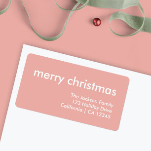 Blush Pink Christmas Minimalist Return Address Label