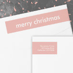Blush Pink Christmas | Minimalist Return Address Wrap Around Label<br><div class="desc">Simple, stylish "merry christmas" quote wrap around address label with modern typography in white on a dusky pink background in a minimalist 'scandi' scandinavian design style. The label can be easily personalized with your own greeting, return name and address to make a truly bespoke christmas holiday label for the festive...</div>