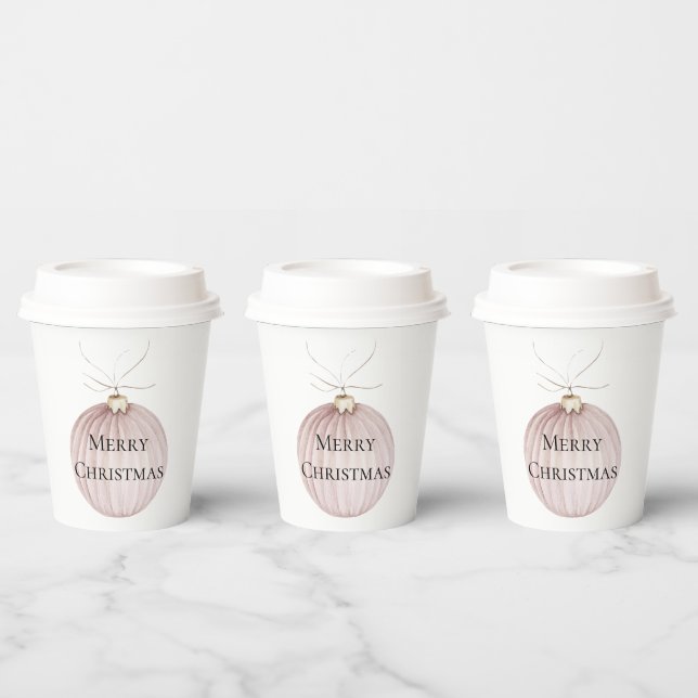 Blush Pink Christmas Ornament Coffee Mug Paper Cups (Multi)