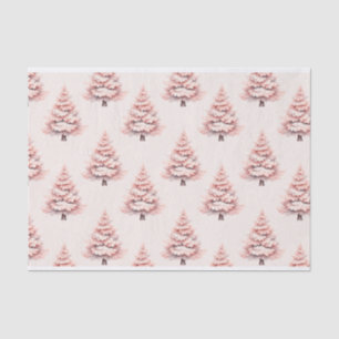 Blush Pink Christmas Tree Pattern Decoupage Tissue Paper