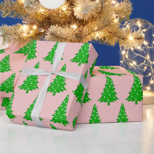 Blush Pink Christmas Tree Wrapping Paper