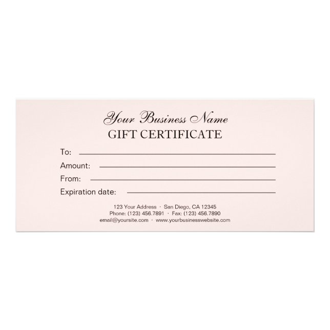 Blush Pink Classic Generic Plain Gift Certificate (Front)