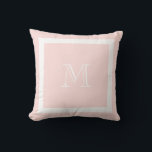 Blush Pink Classic Monogram Throw Pillow<br><div class="desc">A traditional monogram with editable background colour and border</div>