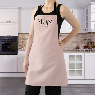 Blush Pink Classic Typography Established Mom Apron