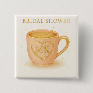 Blush pink coffee cup 2 inch square button