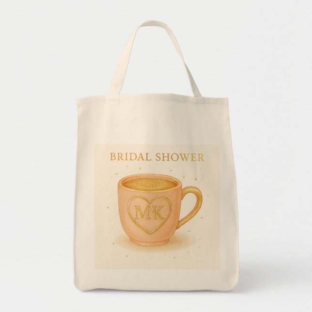 Blush pink coffee cup tote bag (Front)