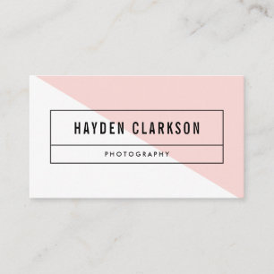Blush Pink Colour Block Modern Business Card