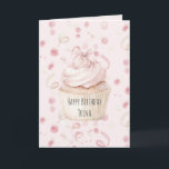 Blush Pink Confetti Cupcake Bow Birthday Card<br><div class="desc">Blush Pink Confetti Cupcake Bow Birthday</div>