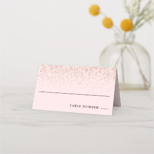 Blush Pink Confetti Glitter Personalized Place Car Card