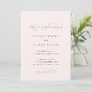 Blush Pink Contemporary Typography Elegant Wedding Invitation
