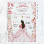 Blush Pink Coquette Bow Princess Quinceanera<br><div class="desc">Blush Pink Coquette Bow Princess Quinceanera Invitation,  Pink Floral Butterfly Sweet 16th Invite,  Editable Mis Quince XV Años</div>