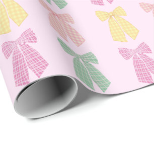 Blush Pink Coquette Hair Bow Pattern Wrapping Paper