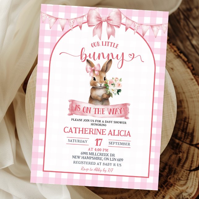 Blush Pink Coquette Little Bunny Baby Shower Invitation (Creator Uploaded)