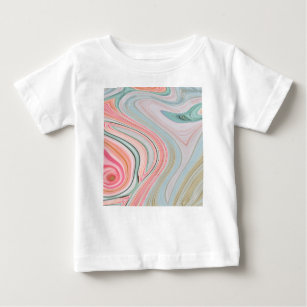 blush pink coral mint green marble swirls rainbow baby T-Shirt