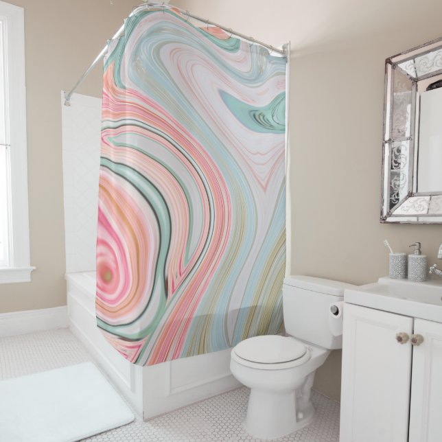 blush pink coral mint green rainbow marble swirls (In Situ)